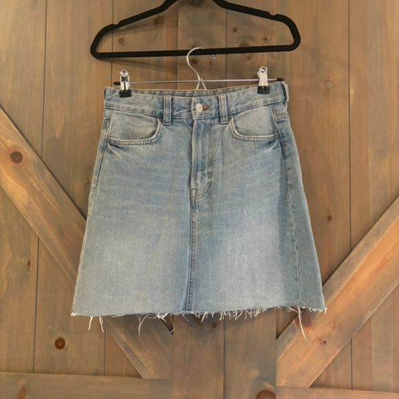 Denim Skirt with Frayed Edge - Picture 1 of 4